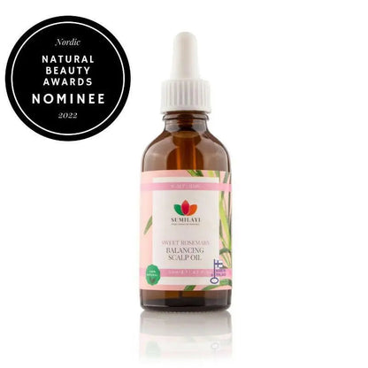 Sweet Rosemary Balancing Scalp Oil 50ml - Hiuspohjaa tasapainottava öljy - Laadukas Hair Oil, valmistaja: Sumilayi. Saatavilla verkkokaupassa Sumilayi. Katso lisää: Sweet Rosemary Balancing Scalp Oil 50ml - Hiuspohjaa tasapainottava öljy.