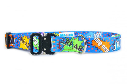 Collar With A Metal Buckle - Blue Graffiti