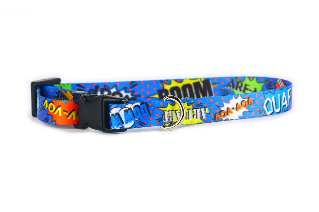 Collar With A Plastic Buckle - Blue Graffiti